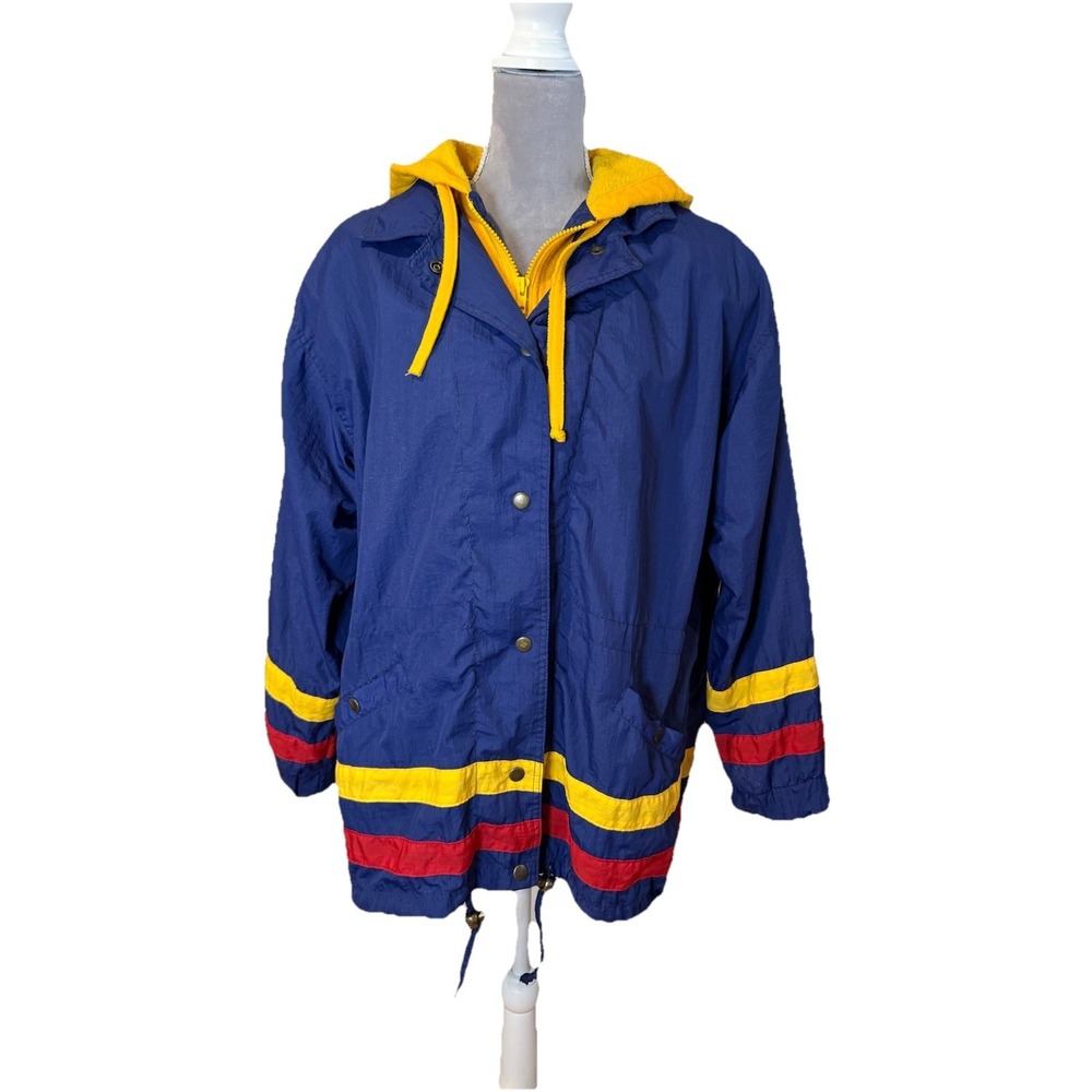 Vintage 80s 90s Braetan Multicolor Snap Jacket Color Block Windbreaker‎ Sz MED